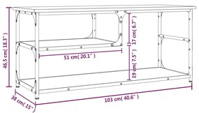 Έπιπλο Τηλεόρασης Μαύρο 103x38x46,5 εκ. Επεξεργ. Ξύλο &amp; Ατσάλι - Μαύρο