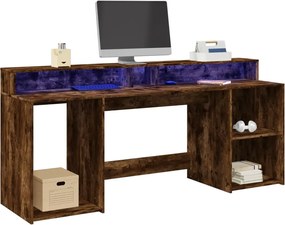 vidaXL Γραφείο με LED Καπνιστή δρυς 200x55x91 εκ. Επεξεργ. Ξύλο