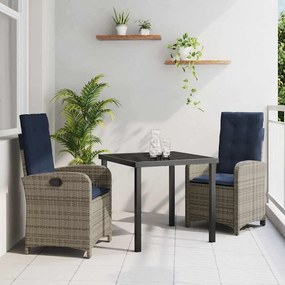 vidaXL Σέτ φαγητού για κήπο 3 pcs Γκρι συνθετικό ρατάν