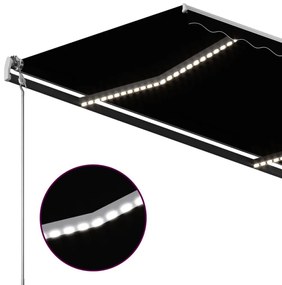 Τέντα Αυτόματη με LED &amp; Αισθητήρα Ανέμου Ανθρακί 4,5x3 μ. - Ανθρακί