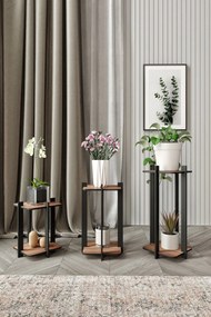 Wooden Plant Stand Flower Desk Square - Walnut Walnut