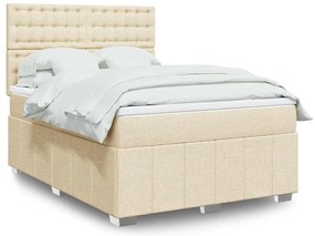 vidaXL Κρεβάτι Boxspring με Στρώμα Κρεμ 140x190 εκ. Υφασμάτινο
