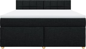 vidaXL Κρεβάτι Boxspring με Στρώμα Μαύρο 180x200 εκ. Υφασμάτινο