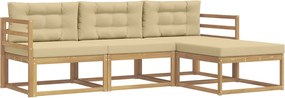 vidaXL Σειρά Καναπέ Εξωτερικού 4 pcs Λευκό και Μπεζ Πολυεστέρας