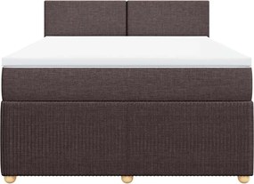 vidaXL Κρεβάτι Boxspring με Στρώμα Σκούρο Καφέ 140x200 εκ Υφασμάτινο