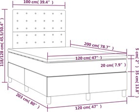 vidaXL Κρεβάτι Boxspring με Στρώμα Κρεμ 120x200 εκ. Υφασμάτινο