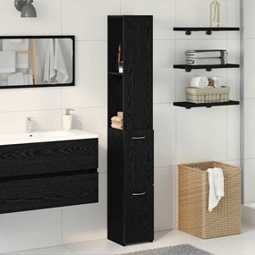 vidaXL Ντουλάπα Μπάνιου Μαύρη Δρυς 25x25x170 εκ από Επεξεργασμένο Ξύλο