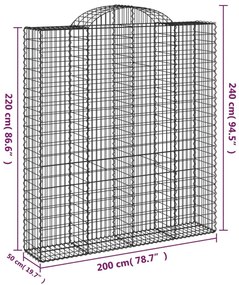 Συρματοκιβώτια Τοξωτά 10 τεμ. 200x50x220/240 εκ. Γαλβαν. Ατσάλι - Ασήμι