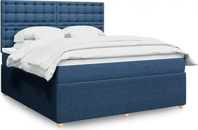 vidaXL Κρεβάτι Boxspring με Στρώμα Μπλε 180x200 εκ. Υφασμάτινο