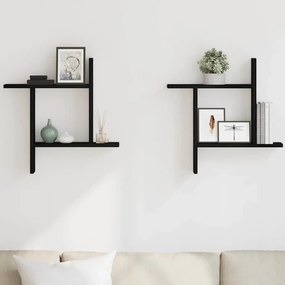 vidaXL Ράφια Τοίχου 2 τεμ. Μαύρη Δρυς 50x12x50 εκ. από Τεχνητό Ξύλο
