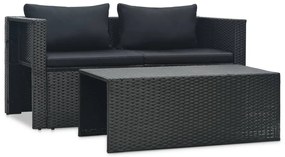 vidaXL Σαλόνι Κήπου 6 Τεμαχίων Μαύρο από Συνθετικό Ρατάν με Μαξιλάρια