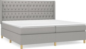 vidaXL Κρεβάτι Boxspring με Στρώμα Ανοιχτό Γκρι 200x200 εκ. Υφασμάτινο