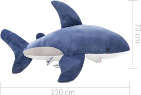 vidaXL Λούτρινο Παιχνίδι Αγκαλιάς White Shark Μπλε και Λευκό