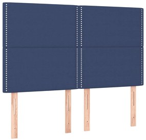 vidaXL Κρεβάτι Boxspring με Στρώμα Μπλε 140x200 εκ. Υφασμάτινο