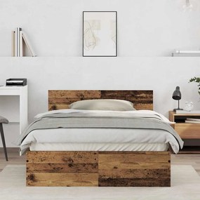 vidaXL Κρεβάτι με Κεφαλάρι Παλιό Ξύλο 120 x 190 cm Επεξεργασμένο ξύλο