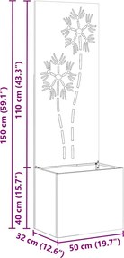 vidaXL Οθόνη Ιδιωτικότητας Κήπου Floral Ασημί 50 x 150 cm