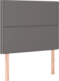vidaXL Κρεβάτι Boxspring με Στρώμα Γκρι 120x200εκ. από Συνθετικό Δέρμα