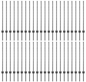 vidaXL Ασημένιοι Πόλοι Φράχτη 44 pcs Γκρι Ατσάλι