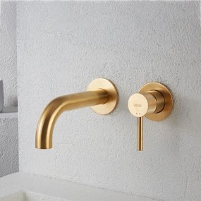 Armando Vicario Industrial Brushed Gold Μπαταρία Νιπτήρος Εντοιχισμού 2 Οπών