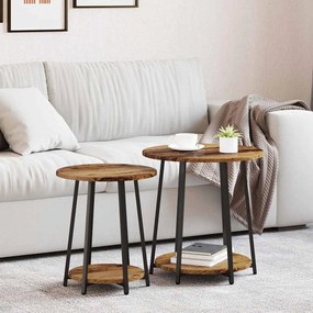 vidaXL Σετ βοηθητικά τραπεζάκια με ράφι 2 pcs Παλιό ξύλο και μαύρο