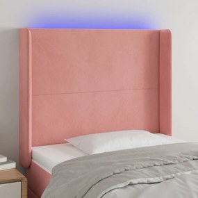 Κεφαλάρι Κρεβατιού LED Ροζ 103x16x118/128 εκ.Βελούδινο 3123815