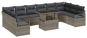 vidaXL Σετ Καναπέ Κήπου με αποθήκευση 11 pcs Γκρι Πολυ ράταν
