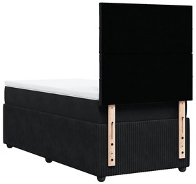 vidaXL Κρεβάτι Boxspring με Στρώμα Μαύρο 90x190 εκ. Βελούδινο