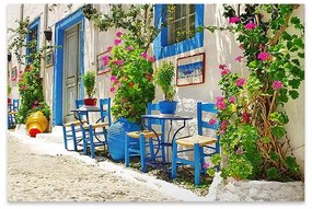Πίνακας σε καμβά "Greek Street Tavern" Megapap ψηφιακής εκτύπωσης 60x40x3εκ.-GP033-0056