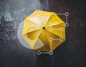 Intra Συλλεκτικό Ξύλινο Παζλ Plywood 4mm - Ανάποδη κίτρινη ομπρέλα στη βροχή Σε Ξύλινο Κουτί - Διαστάσεις Puzzle: 10x10 cm – 25 κομμάτια