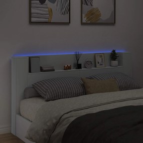 vidaXL Κεφαλάρι με Αποθήκη και LED Λευκό Επεξεργασμένο Ξύλο