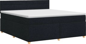 vidaXL Κρεβάτι box spring με στρώμα Μαύρο 180 x 200 cm Ύφασμα