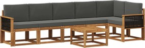 vidaXL Σειρά Καναπέ Εξωτερικού 7 pcs Φυσικό και Ανθρακί Πολυεστέρας