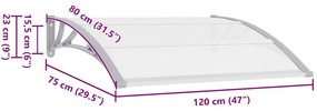 Στέγαστρο Πόρτας Γκρι / Διαφανές 120 x 75 εκ. Πολυανθρακικό - Πολύχρωμο