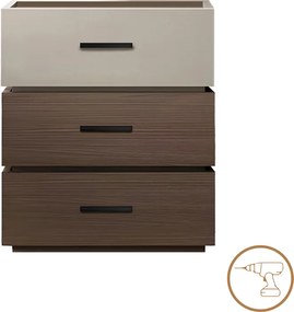 Κομοδίνο Sonlen pakoworld mdf σε καρυδί-μπεζ απόχρωση 60x40x66εκ