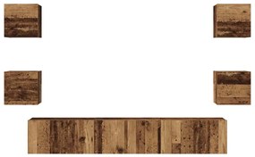 vidaXL Σετ επίπλου τηλεόρασης 7 pcs Παλαιό ξύλο 60 x 30 x 30 cm