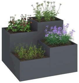 vidaXL Γλάστρα για Κήπο 100 x 100 x 60 εκ. Ανθρακί, Ατσάλι