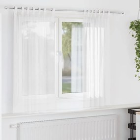 vidaXL Κουρτίνες Voile με βρόχους 2 τεμάχια Λευκό 140x140 cm