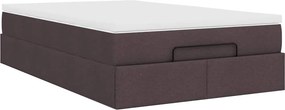 vidaXL Ottoman Κρεβάτι με Στρώμα Σκούρο Καφέ 120x200cm Ύφασμα