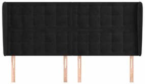 Κεφαλάρι με Πτερύγια Μαύρο 163x23x118/128 εκ. Βελούδινο - Μαύρο