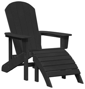 vidaXL Καρέκλα Adirondack με μαξιλάρι Μαύρο 74 x 82 x 92 εκ. Πλαστικό