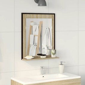 vidaXL Καθρέφτης μπάνιου με ράφι Sonoma Oak 50x12x60 εκ. Επεξεργασμένο ξύλο