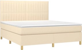 vidaXL Κρεβάτι Boxspring με Στρώμα &amp; LED Κρεμ 180x200 εκ. Υφασμάτινο
