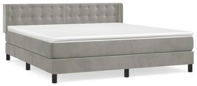 vidaXL Κρεβάτι Boxspring με Στρώμα Ανοιχτό Γκρι 180x200 εκ. Βελούδινο