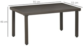 Outsunny Τραπέζι Κήπου, Τραπεζάκι, Ατσάλινο πλαίσιο, καφέ, 91 x 51 x 46 cm