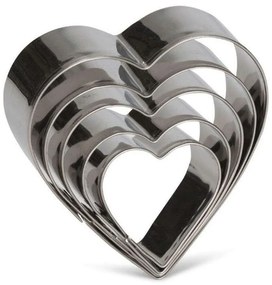 Κουπ-Πατ Καρδιές (Σετ 5Τμχ) 221.02013 Silver Patisse Stainless Steel