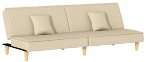 vidaXL Καναπές Κρεβάτι Κρεμ Υφασμάτινος