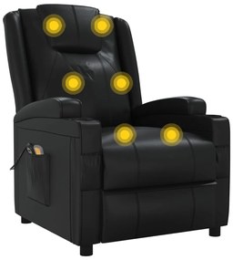 vidaXL Πολυθρόνα Μασάζ με Ανύψωση Μαύρη από Συνθετικό Δέρμα