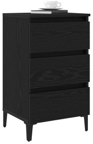 vidaXL κομοδίνο  με μεταλλικό πόδι Μαύρο Ξύλο 40x35x69 εκ