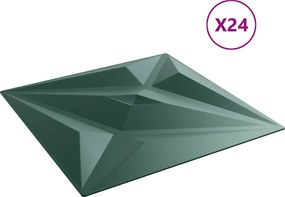 vidaXL Πάνελ τοίχου 24 pcs Αστέρι Πράσινο 50 x 50 cm Φελιζόλ XPS