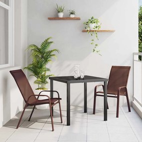 vidaXL Σέτ φαγητού για κήπο 3 pcs Καφέ Textilene και ατσάλι